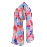 Ladies Soft Silk Crepe Scarf Pink Tie Dye Print Stole - Image 2