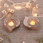 Leaf Wooden Printing Block With Tea Light Candle Holder