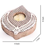 Leaf Wooden Printing Block With Tea Light Candle Holder - Image 5