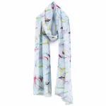 Luxury Leaf Printed Crepe Silk Scarves - Image 2