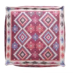 Maroon Abstract Printed Kilim Ottoman Pouf Cover 22" - Image 3