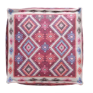 Maroon Abstract Printed Kilim Ottoman Pouf Cover 22" - Image 3