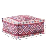 Maroon Abstract Printed Kilim Ottoman Pouf Cover 22" - Image 6