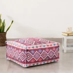 Maroon Abstract Printed Kilim Ottoman Pouf Cover 22"