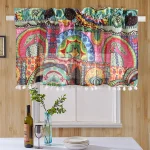 Multi Ikat Print Curtain has Decor Pom Pom Lace
