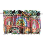 Multi Ikat Print Curtain has Decor Pom Pom Lace - Image 2