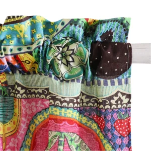 Multi Ikat Print Curtain has Decor Pom Pom Lace - Image 3
