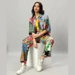 Oversized Shirt And Trousers Set Multi Patchwork