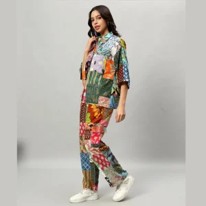 Oversized Shirt And Trousers Set Multi Patchwork - Image 4