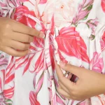 Pink Flamingo Print Knee Length Cotton Kaftan Dress - Image 5