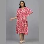Pink Floral Cotton Beach Maxi Caftan
