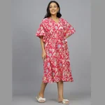 Pink Floral Cotton Beach Maxi Caftan - Image 2