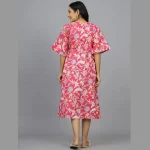 Pink Floral Cotton Beach Maxi Caftan - Image 6