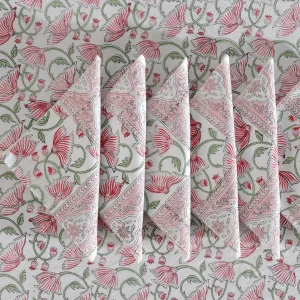 Rectangle Hand Block Floral Print Cotton Tablecloth - Image 3