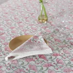 Rectangle Hand Block Floral Print Cotton Tablecloth - Image 4