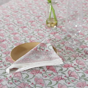 Rectangle Hand Block Floral Print Cotton Tablecloth - Image 4