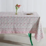 Rectangle Hand Block Floral Print Cotton Tablecloth