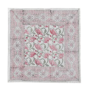 Rectangle Hand Block Floral Print Cotton Tablecloth - Image 5