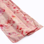 Rectangle Pink Floral Print Crepe Silk Scarf - Image 3
