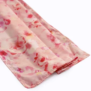 Rectangle Pink Floral Print Crepe Silk Scarf - Image 3