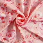 Rectangle Pink Floral Print Crepe Silk Scarf - Image 4
