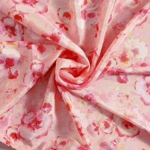 Rectangle Pink Floral Print Crepe Silk Scarf - Image 4