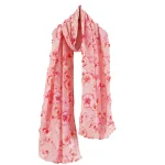 Rectangle Pink Floral Print Crepe Silk Scarf - Image 2