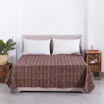 Red And Black Floral Printed Kantha Quilt King Size Bed Cover