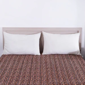 Red And Black Floral Printed Kantha Quilt King Size Bed Cover - Image 3