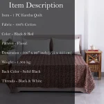 Red And Black Floral Printed Kantha Quilt King Size Bed Cover - Image 5
