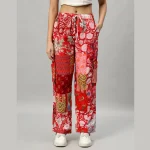 Red Cotton Oversized Patchwork Shirt Trouser Set - Image 6