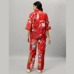 Red Cotton Oversized Patchwork Shirt Trouser Set - Image 7