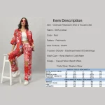 Red Cotton Oversized Patchwork Shirt Trouser Set - Image 8