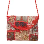 Red Embroidered Patchwork Decor Women Purse - Image 2