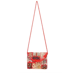 Red Embroidered Patchwork Decor Women Purse - Image 3