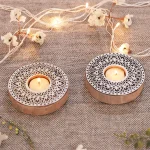 Round Floral Candle Holder Printing Wood Block
