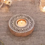 Round Floral Candle Holder Printing Wood Block - Image 2