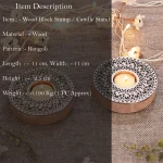 Round Floral Candle Holder Printing Wood Block - Image 3