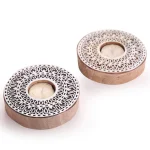 Round Floral Candle Holder Printing Wood Block - Image 4