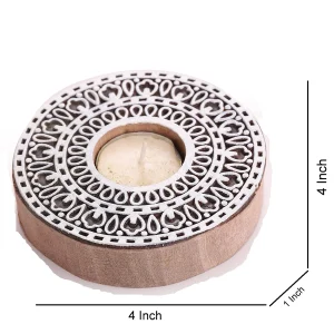 Round Floral Candle Holder Printing Wood Block - Image 5