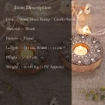 Round Floral Mandala Block Tea Light Holder Wood Block - Image 3