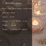 Round Rangoli Printing Wooden Block With Candle Holder - Image 3