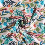 Soft Silk Satin Women Scarf Leaf Print - Image 4