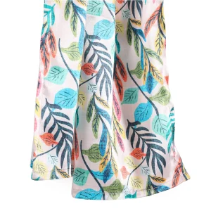 Soft Silk Satin Women Scarf Leaf Print - Image 3