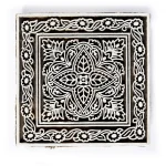 Square Floral Designed Wooden Block Printing Stamp