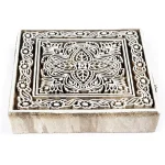 Square Floral Designed Wooden Block Printing Stamp - Image 2