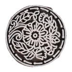 Stamp Round Floral Designed Wooden Block Textile