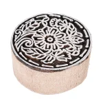 Stamp Round Floral Designed Wooden Block Textile - Image 2