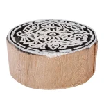 Stamp Round Floral Designed Wooden Block Textile - Image 3
