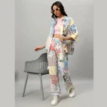 White Oversized Cotton Patchwork Shirt & Trousers Co-ord Set